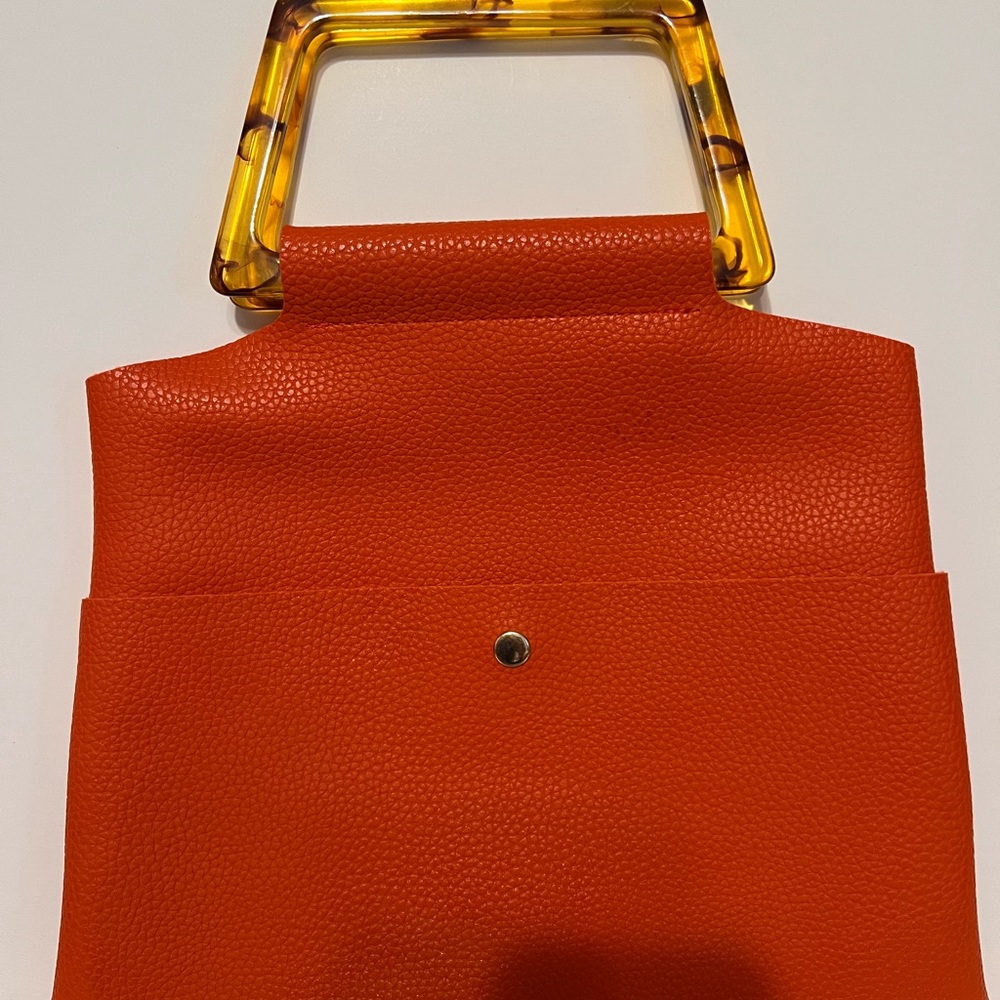 Orange Mini Tote with Geometric Handle